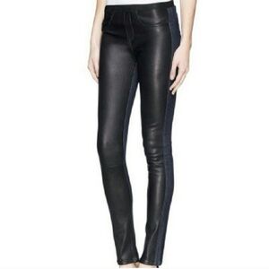 Helmut Lang Leather Panel Stretch Jeans 26
